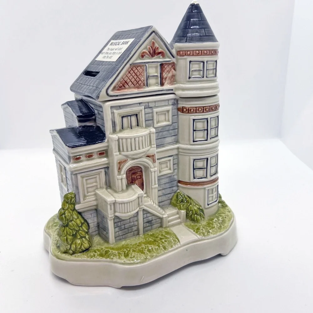 Otagiri Ceramic Victorian House Musical Coin Bank - Picture 1 of 8